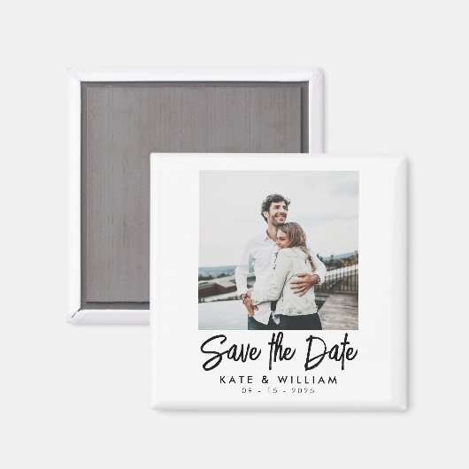 Aimant Mariage photo moderne simple Enregistrer la date (Recto/Verso)