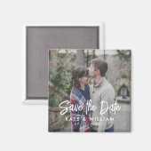Aimant Mariage photo moderne simple Enregistrer la date (Recto/Verso)