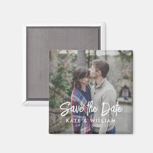 Aimant Mariage photo moderne simple Enregistrer la date (Recto/Verso)