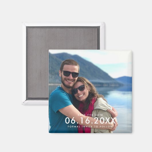 Aimant Mariage photo moderne simple Enregistrer la date (Recto/Verso)