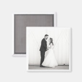 Aimant Mariage Photo Newlyweds Mr & Mrs Black White Favor (Recto/Verso)