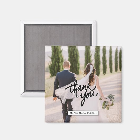 Aimant Mariage Photo Script Merci Favoriser (Recto/Verso)