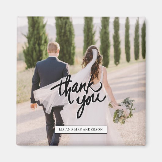 Aimant Mariage Photo Script Merci Favoriser (Devant)