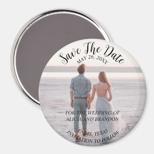 Aimant Mariage photo simple et élégant, moderne et rustiq (Recto/Verso)