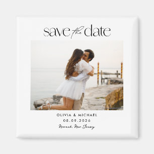 Aimant Mariage Photo Simple Moderne Enregistrer La Date