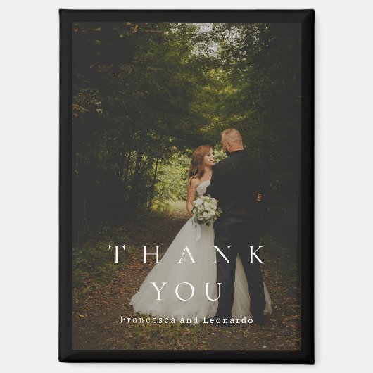 Aimant Mariage Photo Simple Noir Classique (Recto)