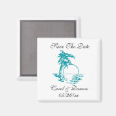 Aimant Mariage Plage Enregistrer La Date Palm Tree Sunset (Recto/Verso)