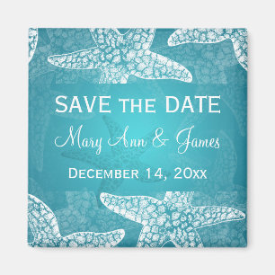 Aimant Mariage Plage Enregistrer La Date Starfish Bleu