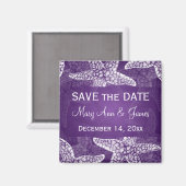 Aimant Mariage Plage Enregistrer La Date Starfish Purple (Recto/Verso)