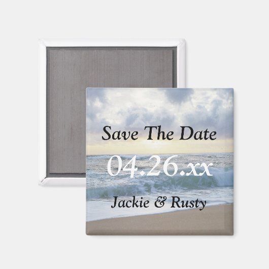Aimant Mariage Plage Personnalisé Enregistrer La Date Mag (Recto/Verso)