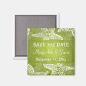 Aimant Mariage Plage Sauvez La Date Starfish Lime Green (Recto/Verso)