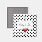 Aimant Mariage Pois noir et blanc (Recto/Verso)