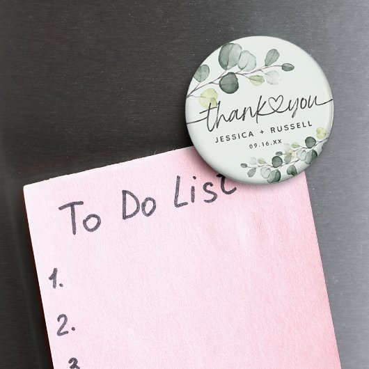 Aimant Mariage Remerciement Élégant Eucalyptus