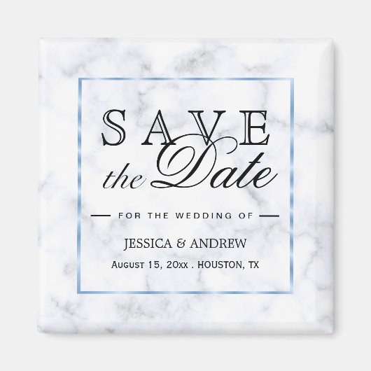Aimant Mariage romantique en marbre bleu (Devant)