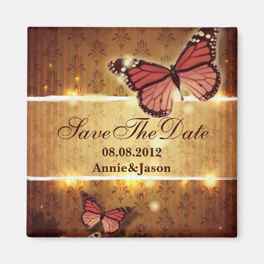 Aimant mariage romantique papillon automne save the date (Devant)