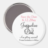 Aimant Mariage Rose Blanc Save the Date (Recto/Verso)