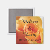 Aimant Mariage Rose de pêche personnalisé (Recto/Verso)