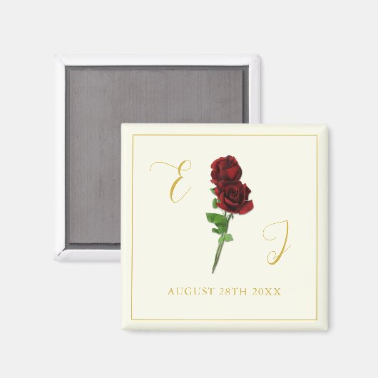 Aimant Mariage Rose d'or ivoire (Recto/Verso)
