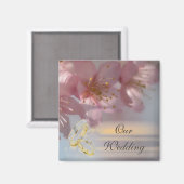 Aimant Mariage rose floral (Recto/Verso)