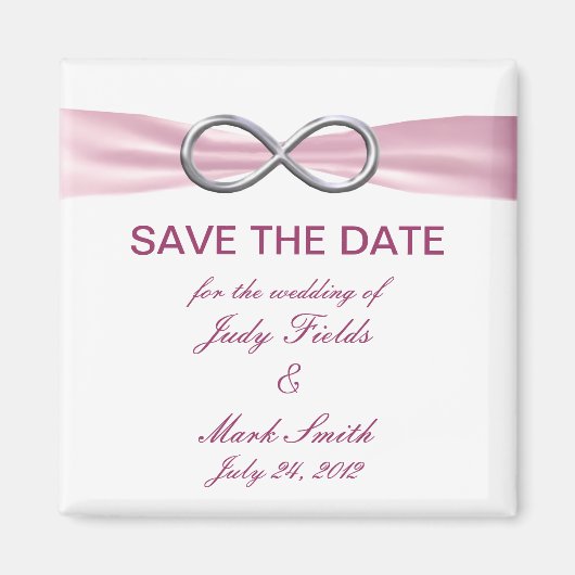 Aimant Mariage rose Infinity Enregistrer L'Aimant Date (Devant)