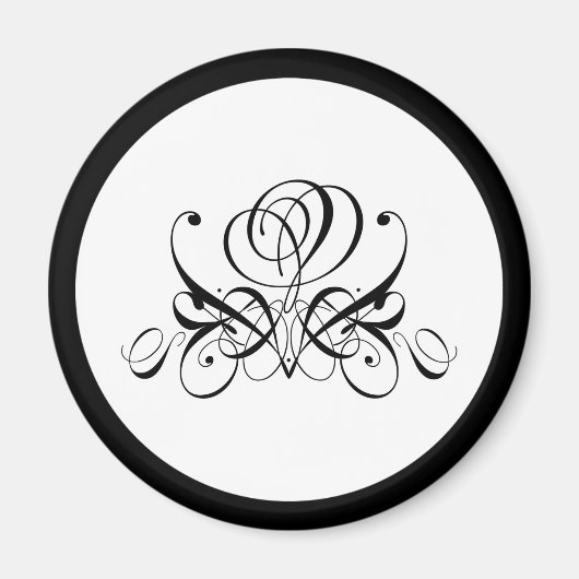 Aimant Mariage Rose noir Calligraphie (Devant)