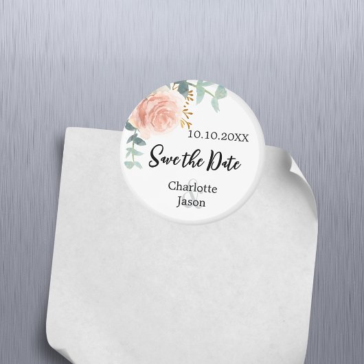 Aimant mariage rose or rose floral enregistrer la date