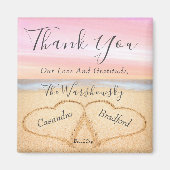 Aimant Mariage rose pâle 2 Coeur Sable de mariage faveur (Devant)