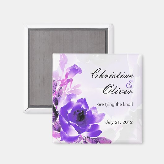Aimant Mariage Rose Violet Enregistrer L'Aimant Date (Recto/Verso)