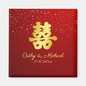 Aimant Mariage rouge flocon de neige double bonheur (Devant)