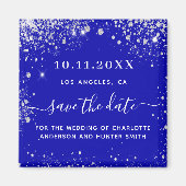 Aimant Mariage royal bleu argent enregistrer l'aimant dat (Devant)