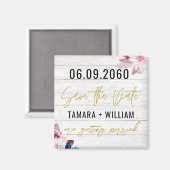 Aimant Mariage Rustique Bois Enregistrer La Date Non Phot (Recto/Verso)