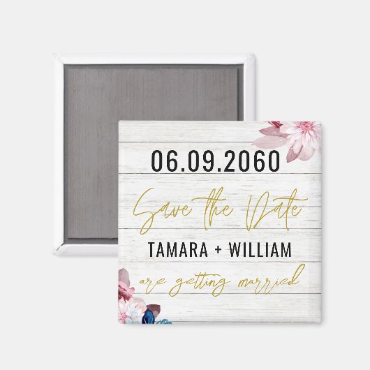 Aimant Mariage Rustique Bois Enregistrer La Date Non Phot (Recto/Verso)