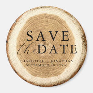 Aimant Mariage rustique en bois Enregistrer l'aimant Date