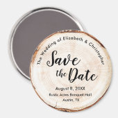 Aimant Mariage rustique Enregistrer la date Coupe bois pe (Recto/Verso)