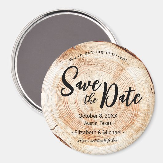 Aimant Mariage rustique Enregistrer la date fausse tranch (Recto/Verso)