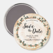 Aimant Mariage rustique Eucalyptus coupe bois coupe tranc (Recto/Verso)