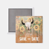 Aimant Mariage Rustique Tournesols Taureau Sauvez La Date (Recto/Verso)