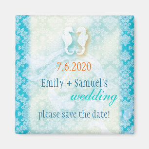 Aimant Mariage Seahorse de plage Enregistrer la date