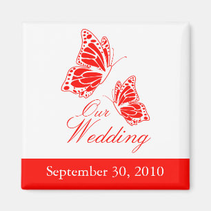 Aimant Mariage simple à papillon rouge