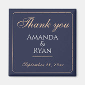 Aimant Mariage simple élégant bleu foncé Merci (Devant)