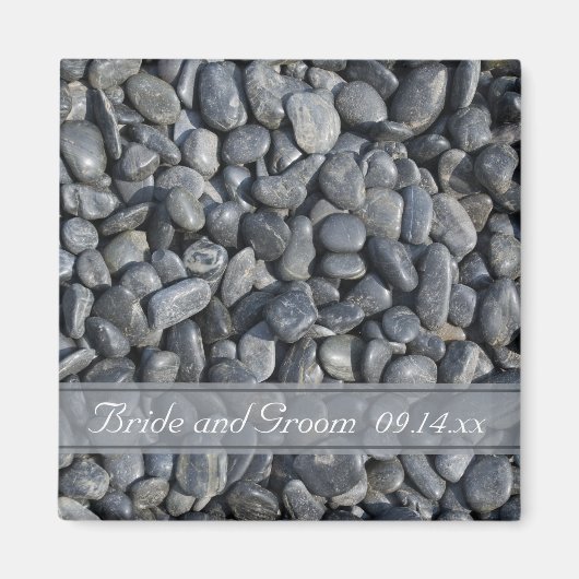 Aimant Mariage Smooth Black Pebbles (Devant)