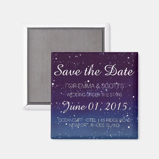 Aimant Mariage sous les étoiles Save the Date PURPLE (Recto/Verso)