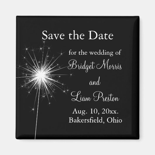 Aimant Mariage Sparkler Enregistrer la date (noir) (Devant)
