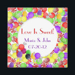 Aimant Mariage sucré<br><div class="desc">Ce Sweets Mariage Magnet fait une grande faveur de mariage! Customisez avec votre propre texte.</div>