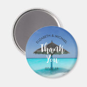 Aimant Mariage sur une plage tropicale avec un parasol en (Recto/Verso)