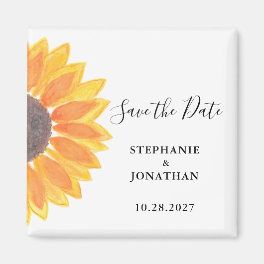 Aimant Mariage Tournesol Enregistrer La Date (Devant)