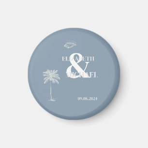 Aimant Mariage Tropical Minimaliste Bleu Poussiéreux
