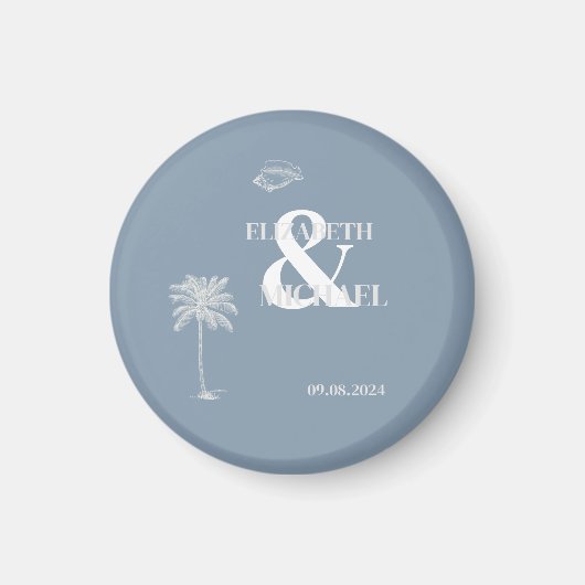 Aimant Mariage tropical minimaliste Dusty Blue (Devant)