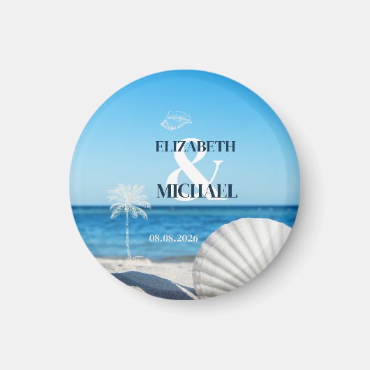 Aimant Mariage Tropical sur une Plage Océane (Devant)