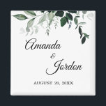 Aimant Mariage végétal neutre<br><div class="desc">Cet aimant mariage botanique neutre offre un palais plante simple et rustique pour se coordonner avec n'importe quel thème mariage traditionnel. La verdure minimale, aux tons gris et foncés d'élégants feuilles d'eucalyptus verts et de feuillage plante, à côté de la calligraphie décontractée classe, ouvre une ambiance de nature minimaliste à...</div>